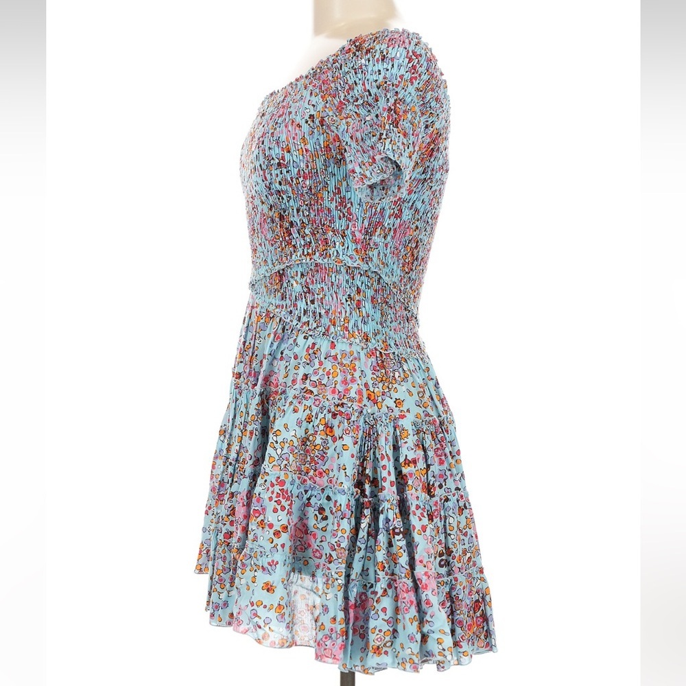 Poupette St Barth Soledad Mini Dress Medium Sky Blue Murrina Smocked - Picture 5 of 11